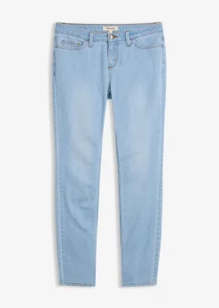 bonprix Jeans|Kurzgrößen|Skinny Jeans Mid Waist, Stretch hellblau used