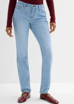 bonprix Jeans|Kurzgrößen|Skinny Jeans Mid Waist, Stretch hellblau used
