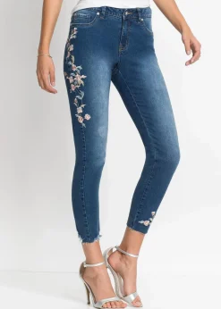 bonprix Bekleidung·Shirts & Tops|Jeans|Skinny-Jeans Mid Waist, verkürzt blau denim