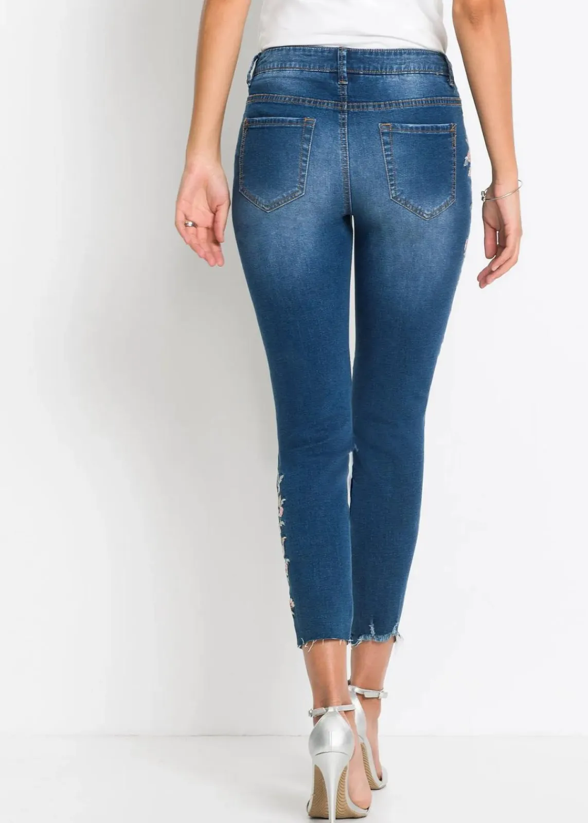 bonprix Bekleidung·Shirts & Tops|Jeans|Skinny-Jeans Mid Waist, verkürzt blau denim