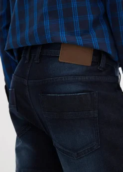 bonprix Jeans|Große Größen|Slim Fit Cargo-Stretch-Jeans, Straight dunkelblau denim used