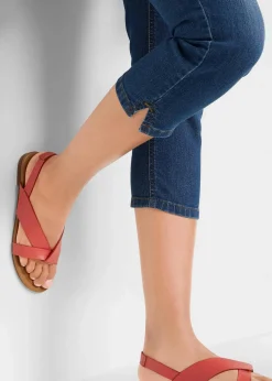 bonprix Bekleidung·Shirts & Tops|Jeans|Slim Fit Jeans Mid Waist, cropped blau used