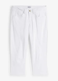 bonprix Jeans|Bekleidung·Shirts & Tops|Slim Fit Jeans Mid Waist, cropped weiß twill