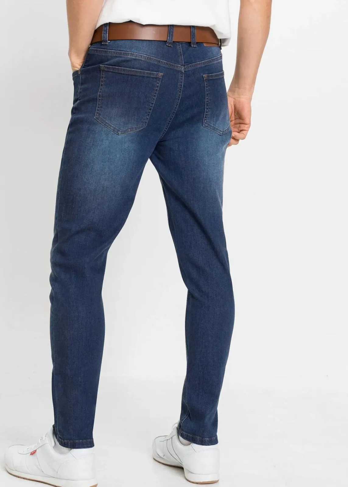 bonprix Große Größen|Jeans|Slim Fit Power-Stretch-Jeans, Tapered (2er Pack) hellblau denim + dunkelblau denim