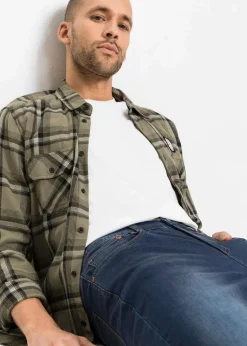 bonprix Große Größen|Jeans|Slim Fit Power-Stretch-Jeans, Tapered (2er Pack) hellblau denim + dunkelblau denim