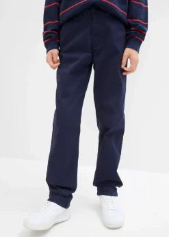 bonprix Jungen 9-16 Jahre·Hosen|Slim Fit Stretch-Chinohose mit verstellbarem Bund, Straight dunkelblau