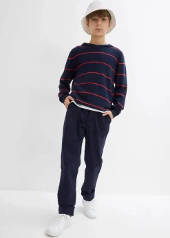 bonprix Jungen 9-16 Jahre·Hosen|Slim Fit Stretch-Chinohose mit verstellbarem Bund, Straight dunkelblau