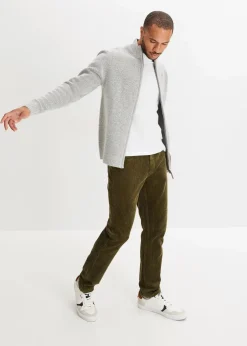 bonprix Hosen|Große Größen|Slim Fit Stretch-Cordhose mit Komfortschnitt dunkeloliv