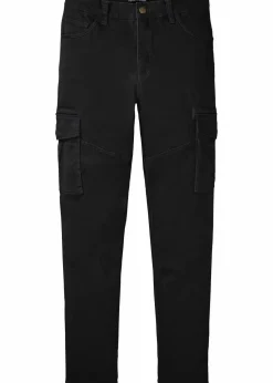 bonprix Hosen|Slim Fit Stretch-Hose mit Cargotaschen, Straight schwarz
