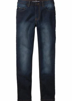 bonprix Jungen 9-16 Jahre·Bademode|Jungen 9-16 Jahre·Jeans|Slim Fit Stretch-Jeans mit verstellbarem Bund, Straight dunkelblau denim