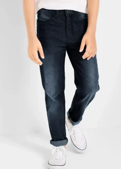 bonprix Jungen 9-16 Jahre·Bademode|Jungen 9-16 Jahre·Jeans|Slim Fit Stretch-Jeans mit verstellbarem Bund, Straight dunkelblau denim