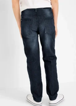 bonprix Jungen 9-16 Jahre·Bademode|Jungen 9-16 Jahre·Jeans|Slim Fit Stretch-Jeans mit verstellbarem Bund, Straight dunkelblau denim