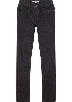 bonprix Jungen 9-16 Jahre·Bademode|Jungen 9-16 Jahre·Jeans|Slim Fit Stretch-Jeans mit verstellbarem Bund, Straight schwarz denim