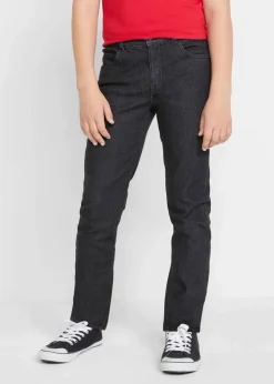 bonprix Jungen 9-16 Jahre·Bademode|Jungen 9-16 Jahre·Jeans|Slim Fit Stretch-Jeans mit verstellbarem Bund, Straight schwarz denim