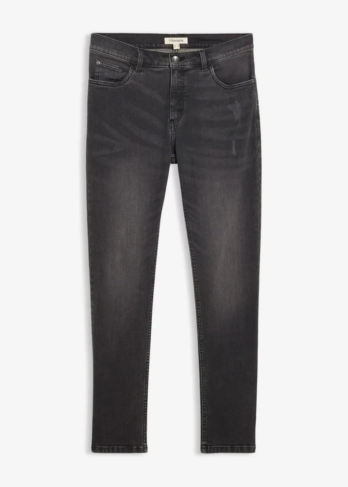 bonprix Jeans|Große Größen|Slim Fit Stretch-Jeans, Straight schwarz denim used