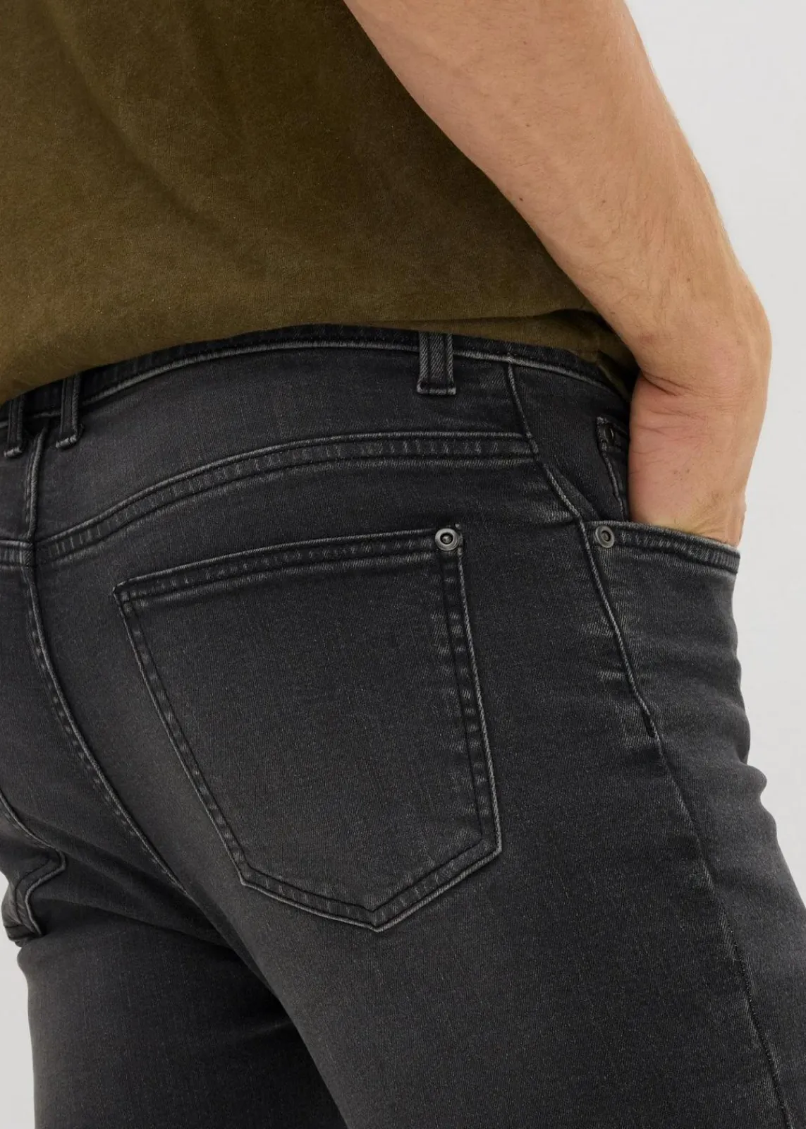 bonprix Jeans|Große Größen|Slim Fit Stretch-Jeans, Straight schwarz denim used