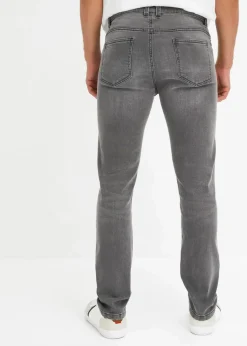 bonprix Große Größen|Jeans|Slim Fit Stretch-Jeans, Straight dunkelgrau denim used