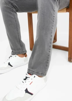 bonprix Große Größen|Jeans|Slim Fit Stretch-Jeans, Straight dunkelgrau denim used
