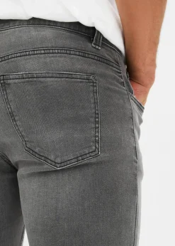 bonprix Große Größen|Jeans|Slim Fit Stretch-Jeans, Straight dunkelgrau denim used