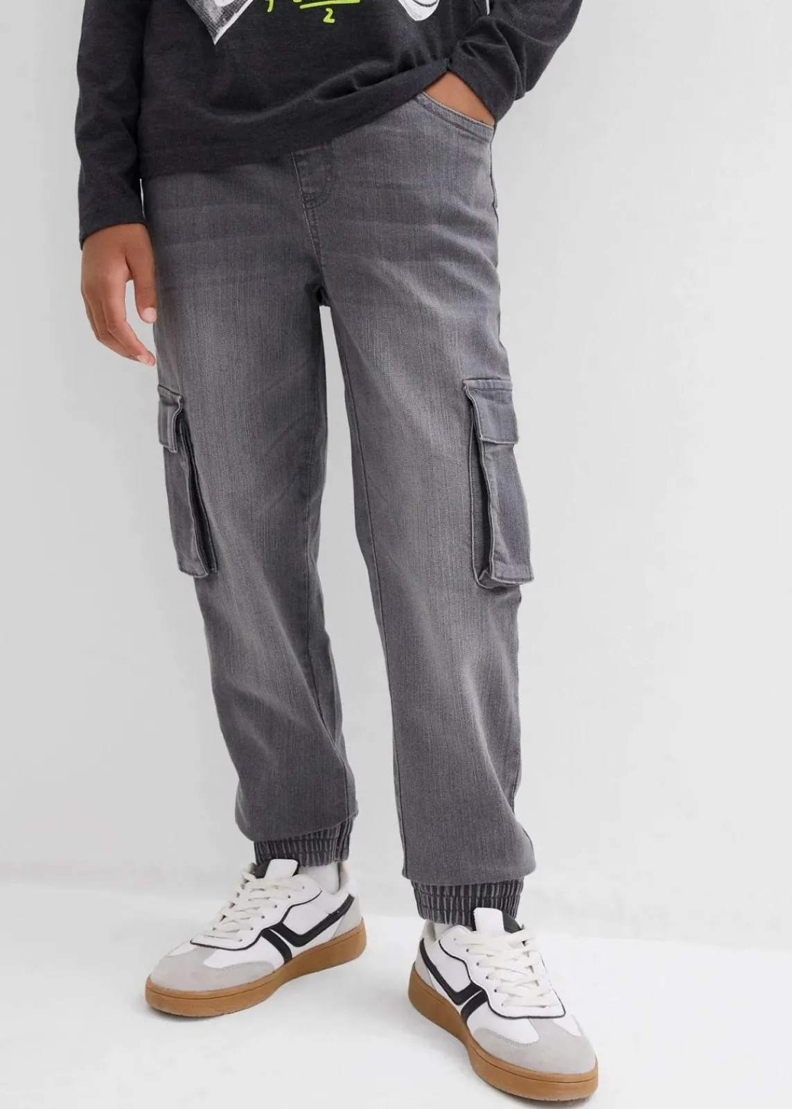 bonprix Jungen 9-16 Jahre·Jeans|Slim Fit Stretch-Schlupfjeans dunkelgrau denim