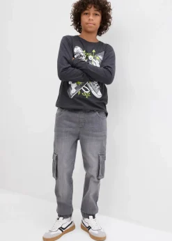 bonprix Jungen 9-16 Jahre·Jeans|Slim Fit Stretch-Schlupfjeans dunkelgrau denim
