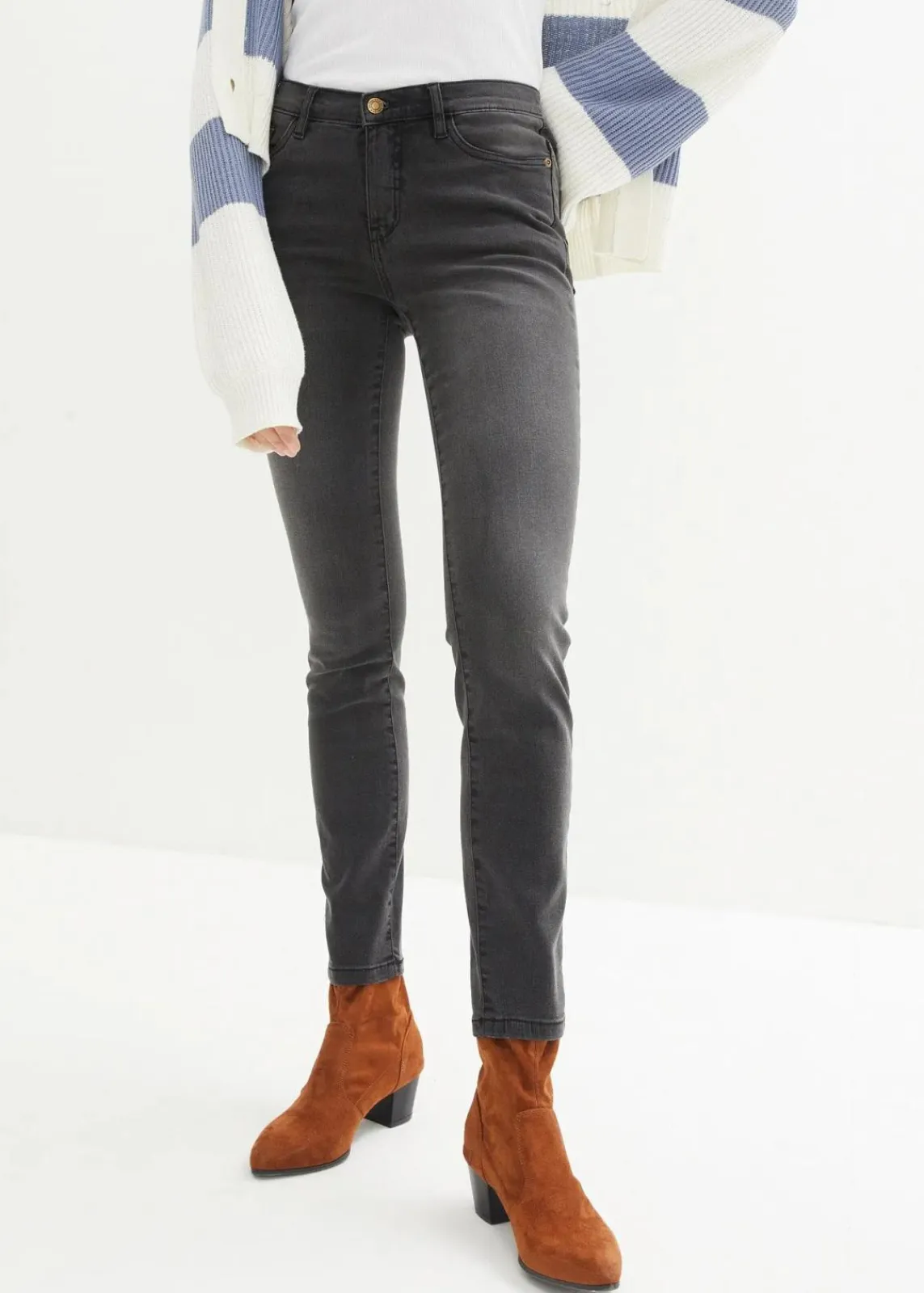 bonprix Jeans|Bekleidung·Shirts & Tops|Slim Jeans High Waist, Shaping schwarz used