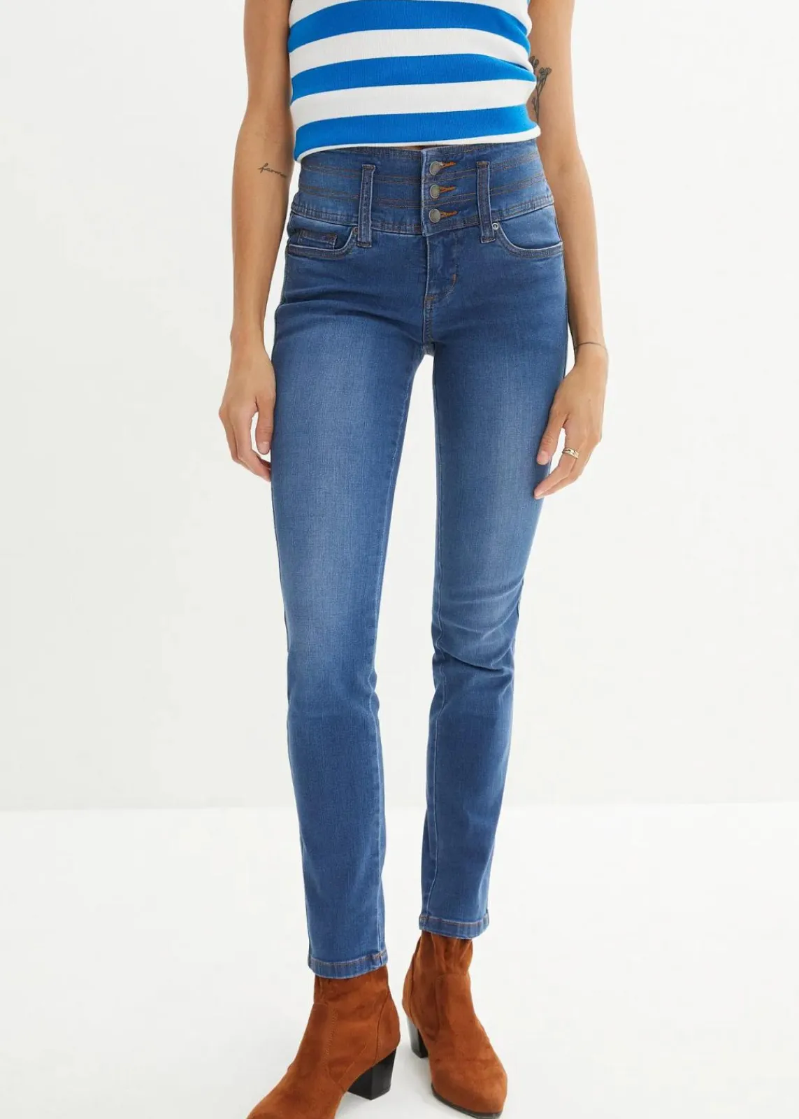 bonprix Jeans|Bekleidung·Shirts & Tops|Slim Jeans High Waist, Shaping blau used