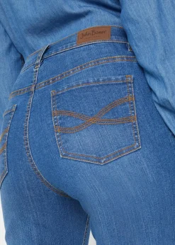 bonprix Bekleidung·Shirts & Tops|Jeans|Slim Jeans, Mid Waist, Capri blau used