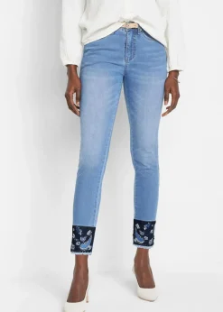 bonprix Jeans|Slim-Fit-Jeans Mid Waist, Stretch blau denim