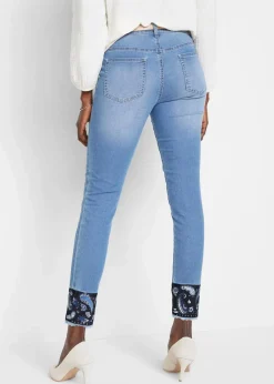 bonprix Jeans|Slim-Fit-Jeans Mid Waist, Stretch blau denim