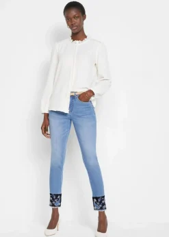 bonprix Jeans|Slim-Fit-Jeans Mid Waist, Stretch blau denim