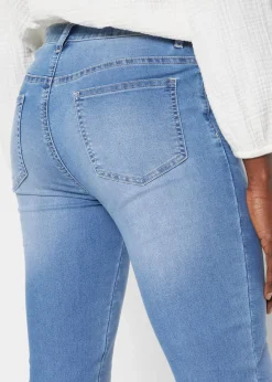 bonprix Jeans|Slim-Fit-Jeans Mid Waist, Stretch blau denim