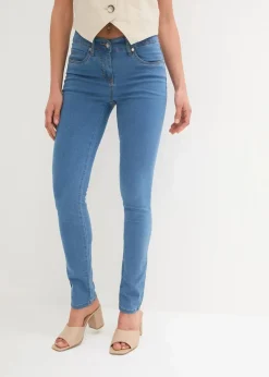 bonprix Jeans|Kurzgrößen|Slim-Fit-Jeans Mid Waist, Super Stretch blue stone