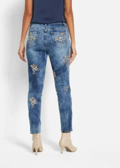 Slim-Fit-Jeans mit floraler Stickerei|bonprix Discount