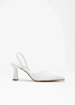 bonprix Pumps|Slingpumps in Satin-Optik weiß