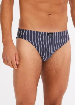 bonprix Slips|Große Größen|Slip mit Baumwolle (5er Pack) nachtblau used + weiß gestreift