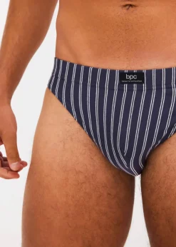 bonprix Slips|Große Größen|Slip mit Baumwolle (5er Pack) nachtblau used + weiß gestreift