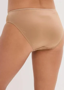 bonprix Wäsche·Dessous|Wäsche·Höschen|Slip mit Glanzeffekt (2er Pack) dunkelbraun+camel