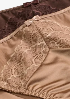 bonprix Wäsche·Dessous|Wäsche·Höschen|Slip mit Glanzeffekt (2er Pack) dunkelbraun+camel
