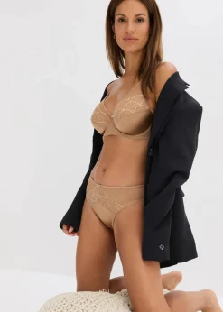 bonprix Wäsche·Dessous|Wäsche·Höschen|Slip mit Glanzeffekt (2er Pack) dunkelbraun+camel