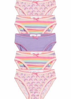 bonprix Mehrfachpacks|Mädchen·Unterwäsche|Slip mit weicher Baumwolle (5er Pack) bunt gestreift