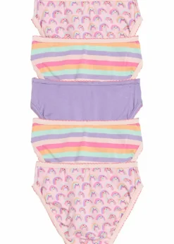 bonprix Mehrfachpacks|Mädchen·Unterwäsche|Slip mit weicher Baumwolle (5er Pack) bunt gestreift