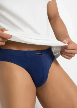 bonprix Große Größen|Wäsche|Slip mit weicher Baumwolle (10er Pack) schwarz + anthrazit meliert + mitternachtsblau