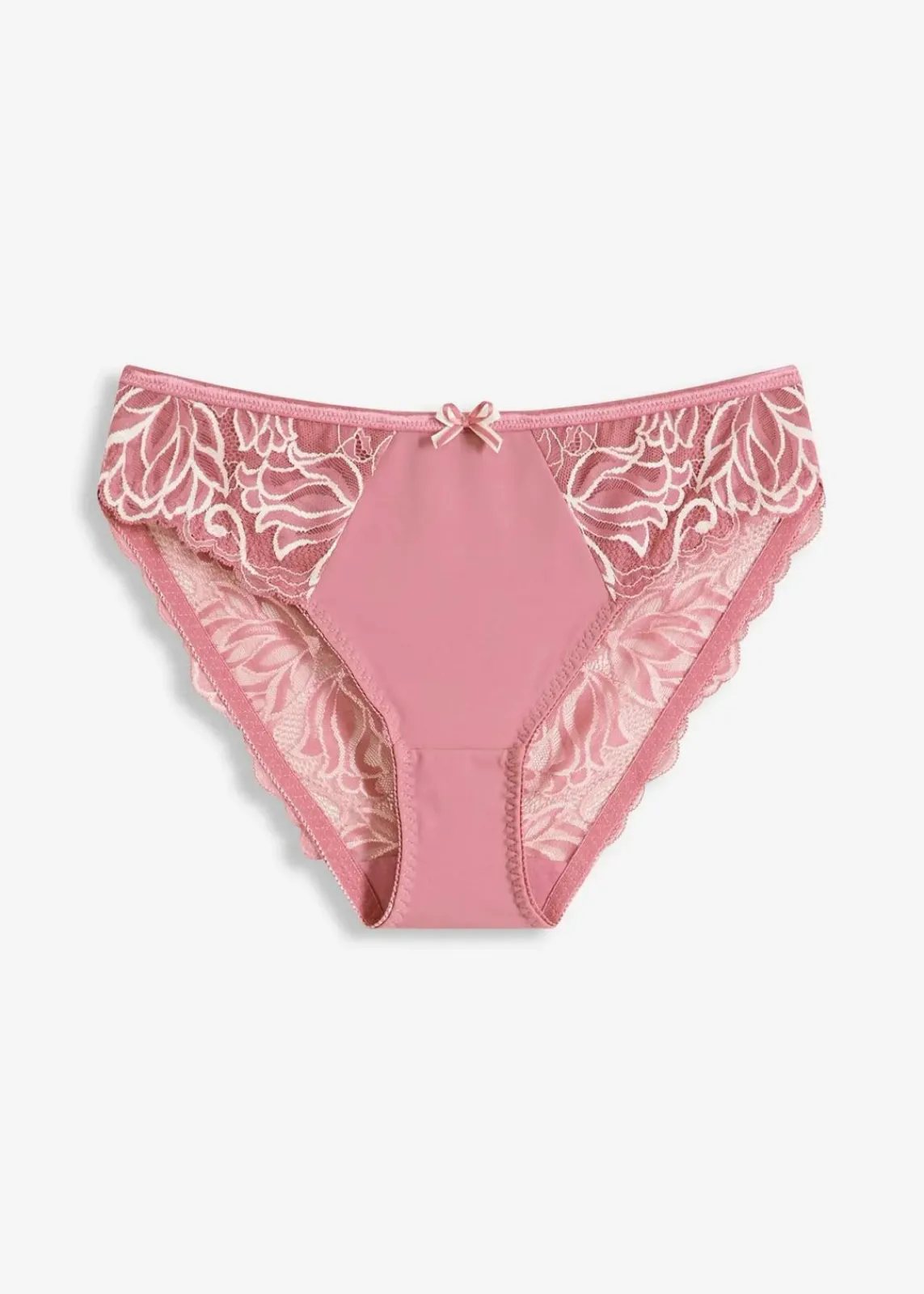 bonprix Wäsche·Dessous|Wäsche·Höschen|Slip mit zarter Spitze beerensorbet/wollweiß