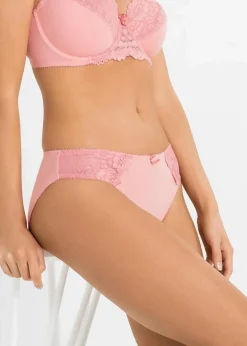 bonprix Höschen|Dessous|Slip mit zarter Spitze (2er Pack) rhabarber+hellkoralle