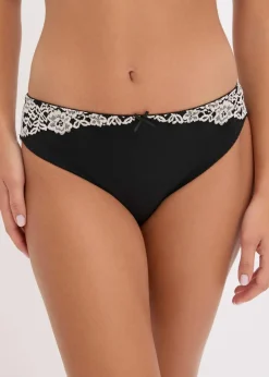 bonprix Wäsche·Dessous|Wäsche·Höschen|Slip mit zarter Spitze (2er Pack) schwarz/wollweiß + schwarz