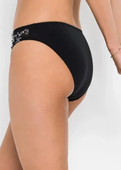 bonprix Wäsche·Dessous|Wäsche·Höschen|Slip mit zarter Stickerei (2er Pack) schwarz+schwarz/weiß