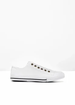 bonprix Sneaker|Sneaker|Slip-In-Sneaker aus Baumwoll-Canvas weiß