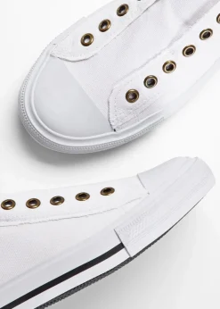 bonprix Sneaker|Sneaker|Slip-In-Sneaker aus Baumwoll-Canvas weiß