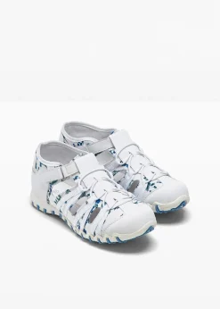 bonprix Schuhe & Accessoires In Spezialgrößen·Schuhe In Übergröße|Sommerschuhe|Slipper mit Profilsohle weiß/hellblau geblümt